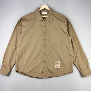 Routine Button Up Shirt Men XL Brown Casual Long Sleeve Cotton Career Office